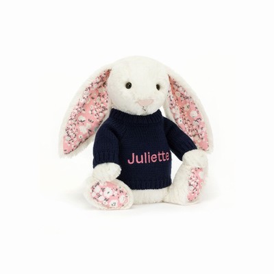 Jellycat Blossom Cherry Bunny with Navy Jumper USA | 72153XSTL